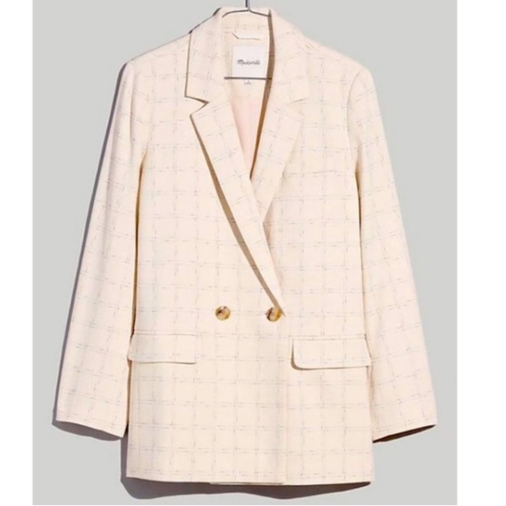 Madewell Plus‎ Size 1X Cream The Caldwell Blazer Ghent Plaid